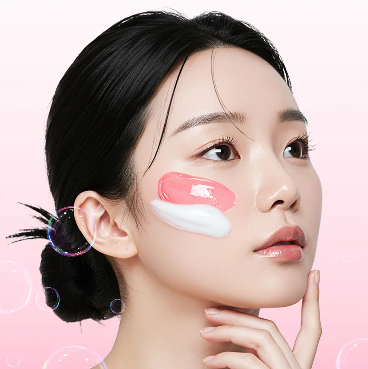 woman with medicube Hydrating Gel Cleanser on her face