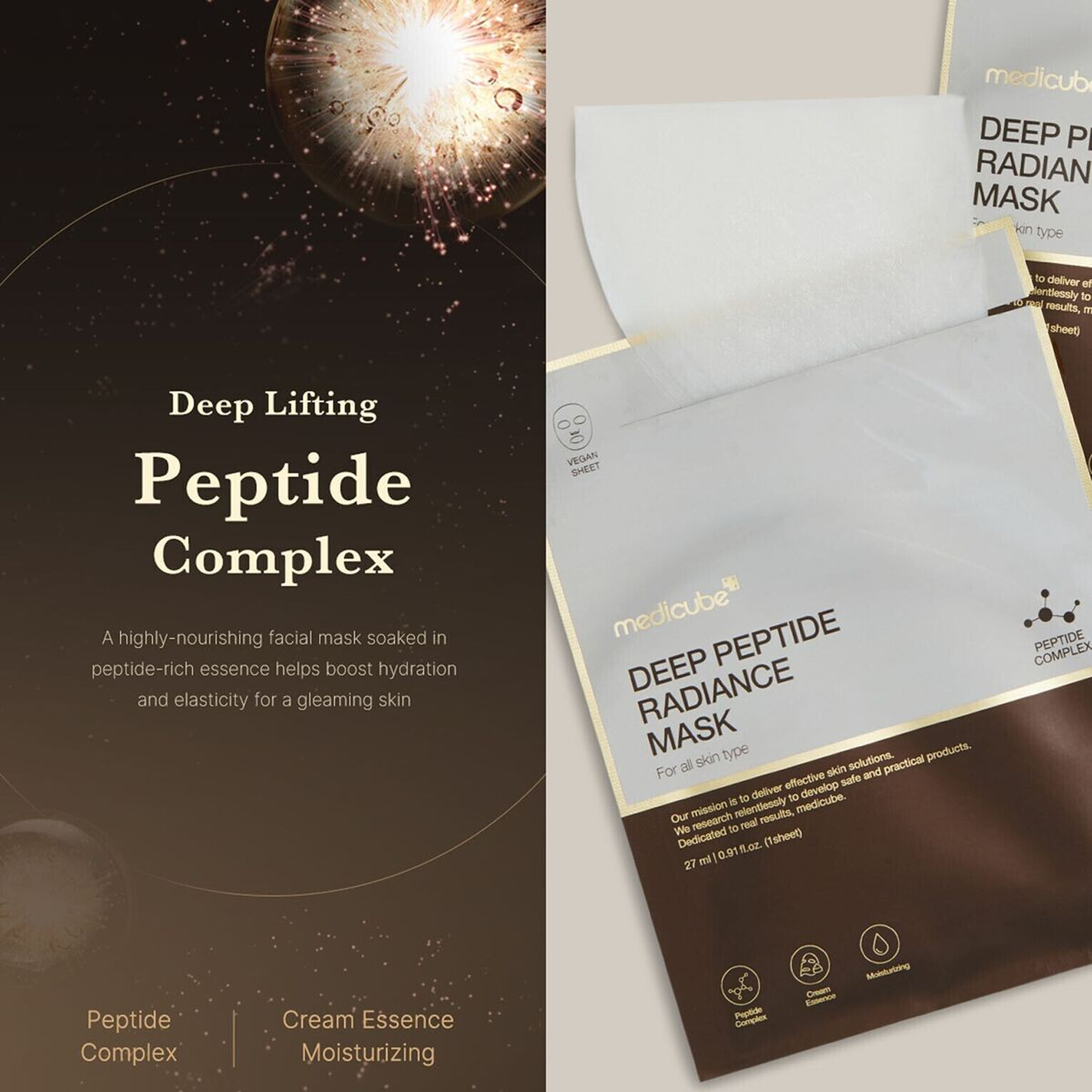medicube Deep Peptide Radiance Mask 27mL with packet