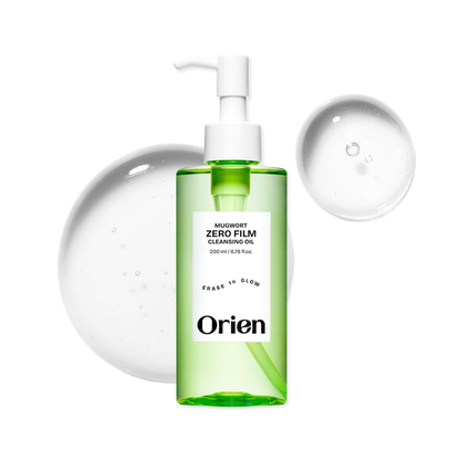 Orien Mugwort Zero Film Cleansing Oil 200ml Korean oil cleanser for removing makeup, sunscreen, excess sebum and pore impurities without a heavy greasy residue in UAE.