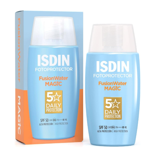 ISDIN Fusion Water Magic SPF50 bottle with box packaging