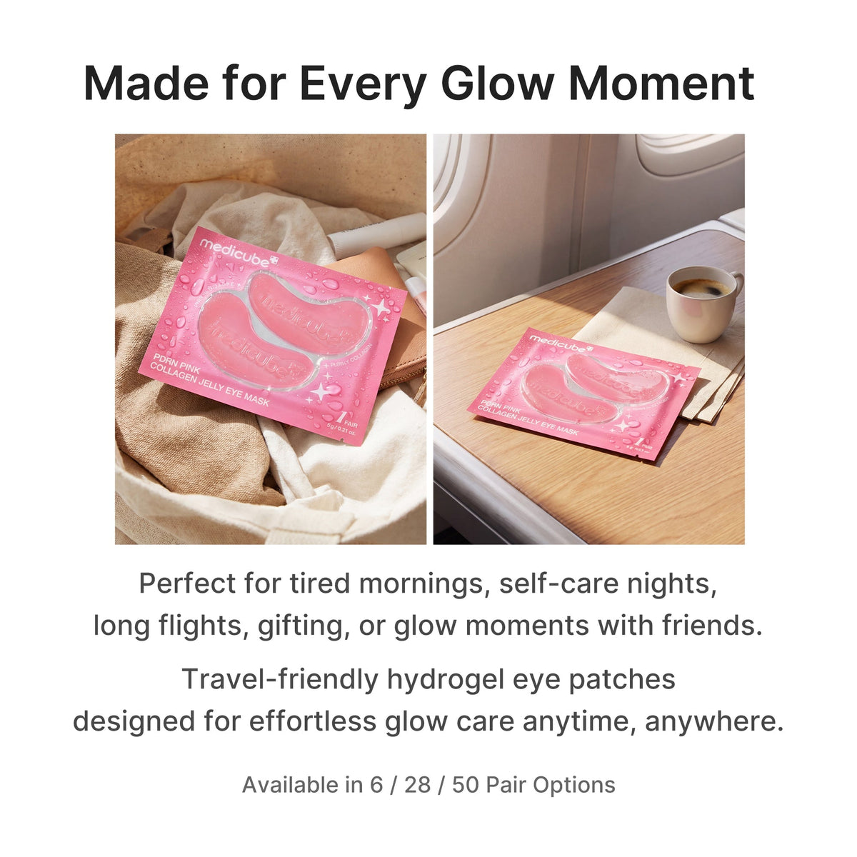 Medicube PDRN Pink Collagen Jelly Eye Mask 6 Pairs with Salmon DNA PDRN, Collagen and NAD+ for under-eye puffiness, hydration, dark circles and fine-line care in UAE.