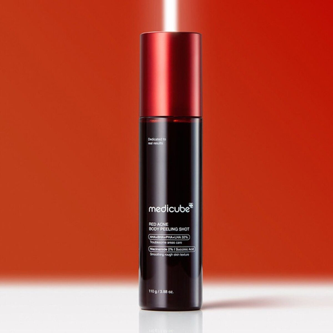 a bottle of medicube Red Acne Body Peeling Shot 