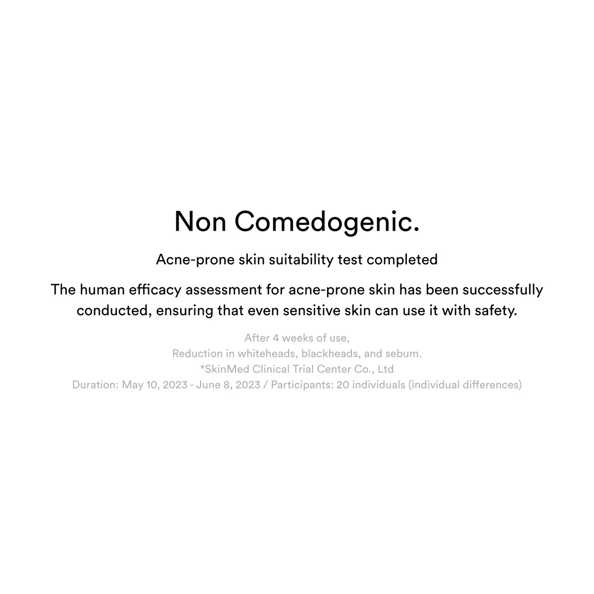 non comedogenic acne-prone skin suitability test completed