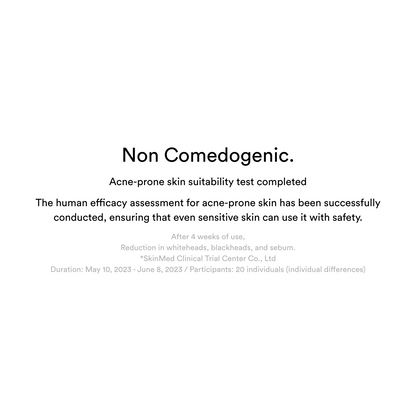 non comedogenic acne-prone skin suitability test completed
