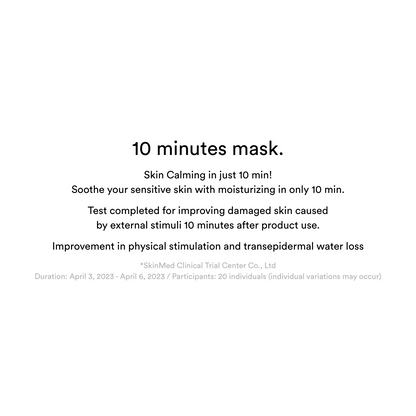 text written under label "10 minutes mask"