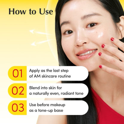 EQQUALBERRY Glow Filter Vitamin Illuminating Tone Up Sunscreen SPF50+ PA++++ 50ml Korean hybrid sunscreen with Niacinamide, Tranexamic Acid, Kakadu Plum and Acerola for bright radiant skin in UAE.