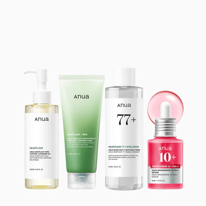 Anua Glass Skin Essential Set, Your 4-Step Routine to Radiant, Poreless Skin | Full-Size Kit Anua