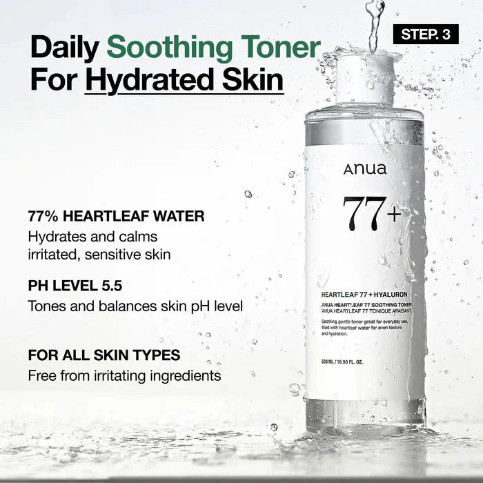 Anua Glass Skin Essential Set, Your 4-Step Routine to Radiant, Poreless Skin | Full-Size Kit Anua