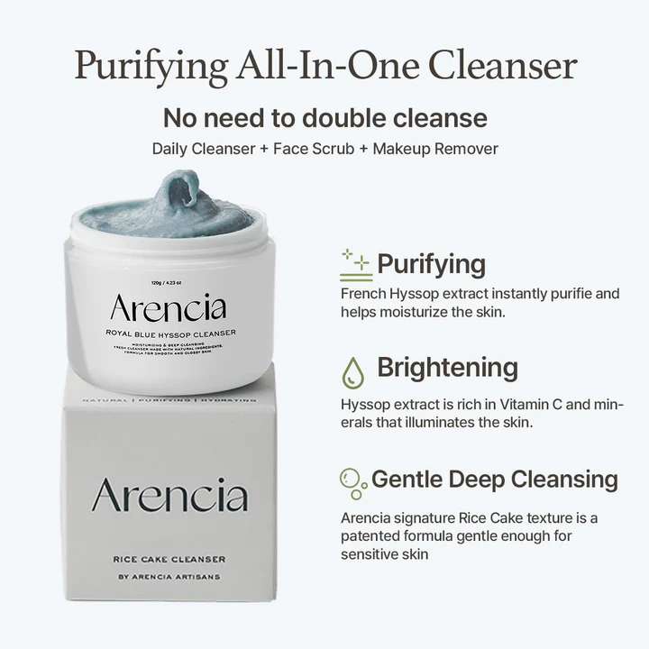 Arencia Blue Hyssop Rice Mochi Cleanser 120g Arencia