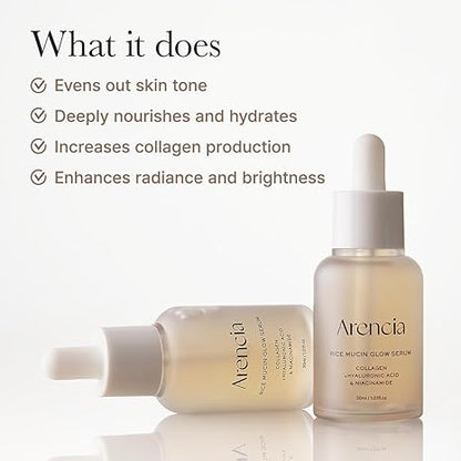 Arencia Rice Mucin Glow Serum 30ml rice ferment collagen hydrating glow serum UAE