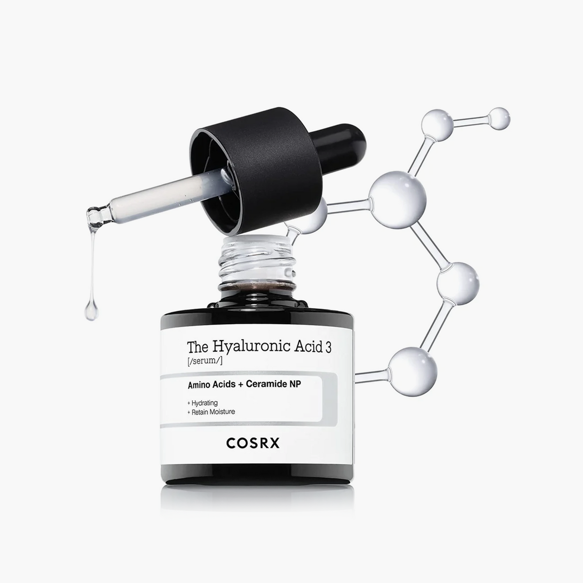 an open bottle of COSRX The Hyaluronic Acid 3 Serum 