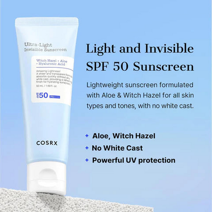 COSRX Ultra-Light Invisible Sunscreen SPF50 PA++++ 50mL COSRX