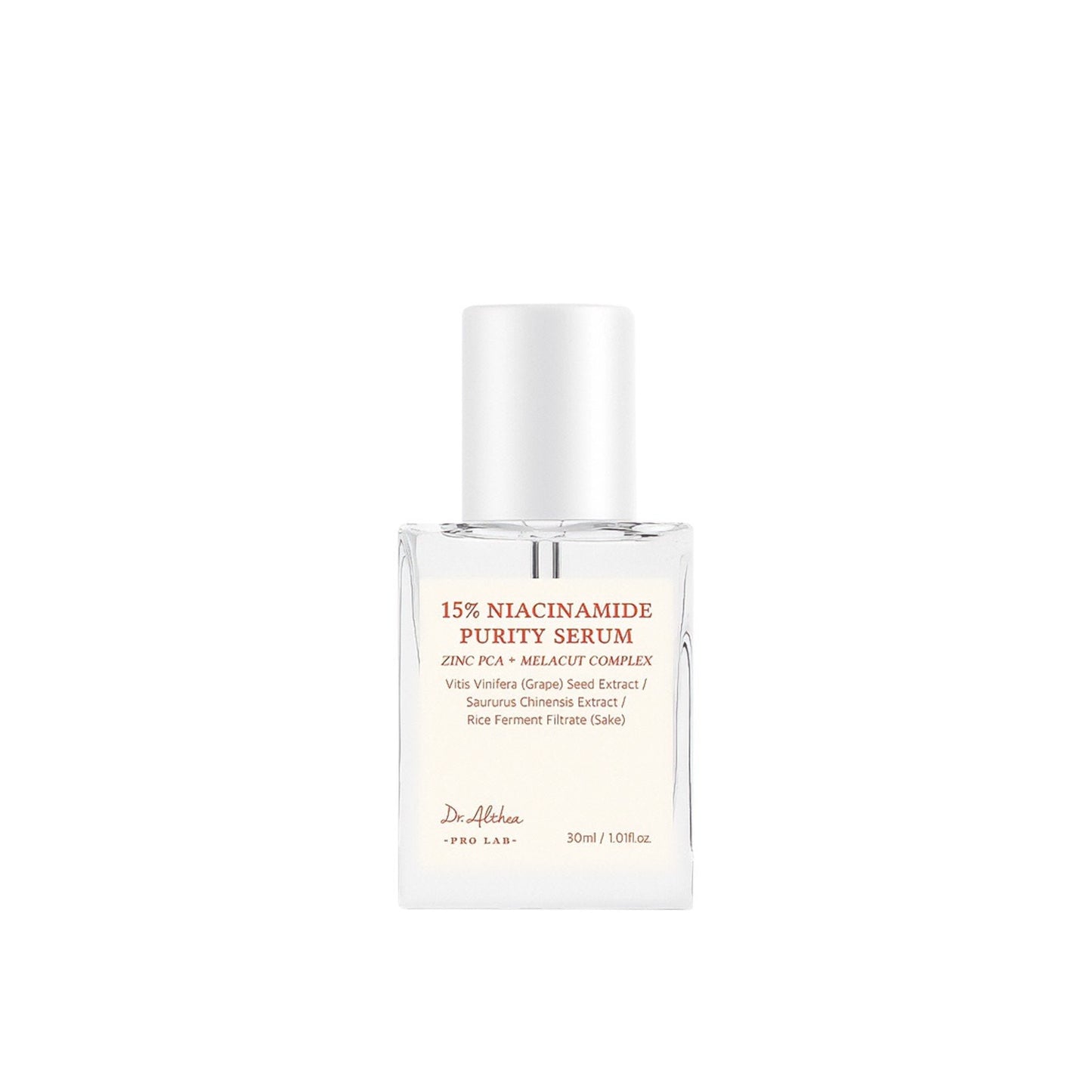 Dr. Althea 15% Niacinamide Purity Serum 30ml Korean brightening serum for dark spots, hyperpigmentation, post-acne marks, uneven skin tone, and radiant skin available in UAE.
