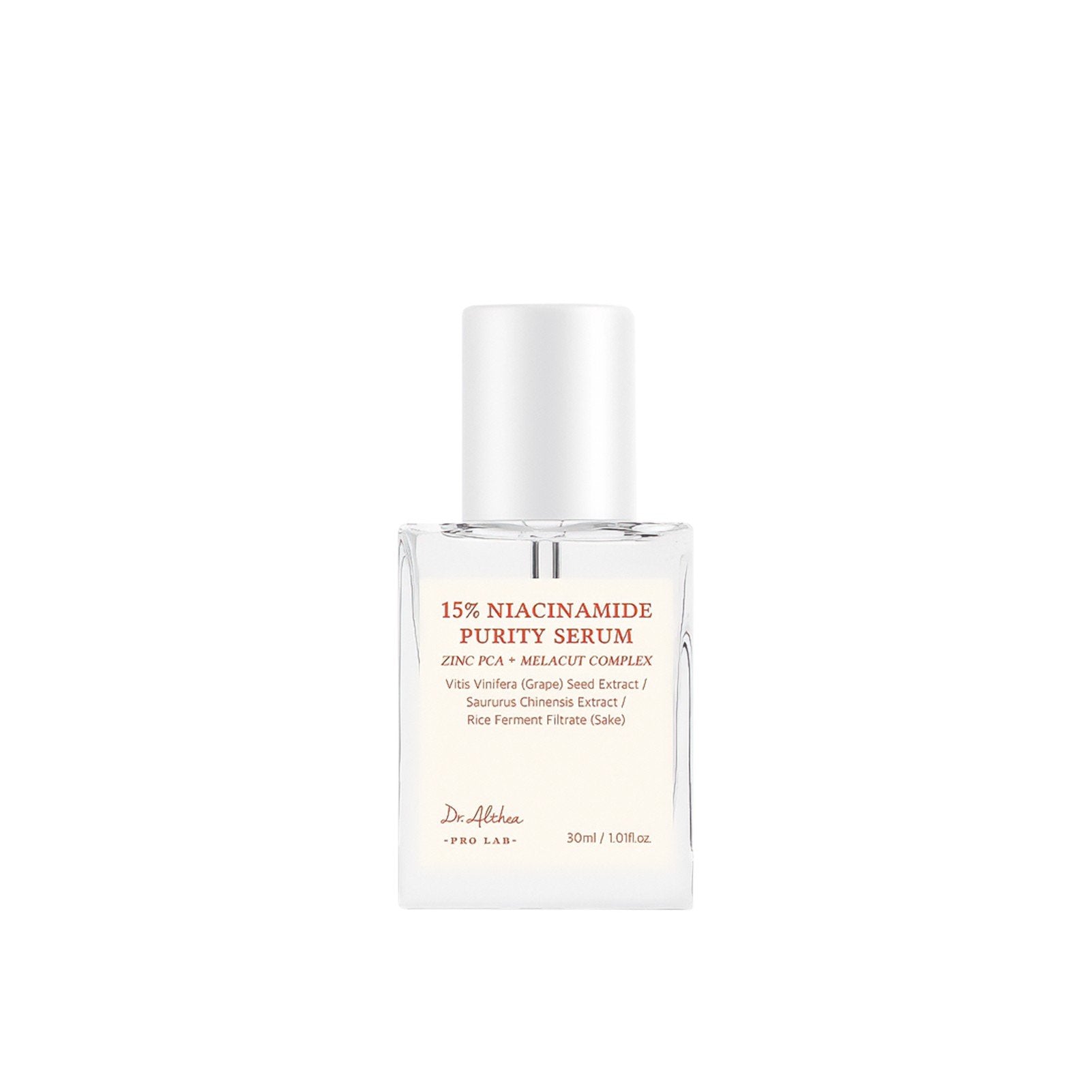 Dr. Althea 15% Niacinamide Purity Serum 30ml Korean brightening serum for dark spots, hyperpigmentation, post-acne marks, uneven skin tone, and radiant skin available in UAE.