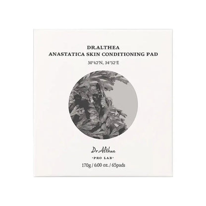 Dr. Althea Anastatica Skin Conditioning Pad jar with 65 double-sided Korean toner pads featuring Rose of Jericho and Hyaluronic Acid for hydrating, soothing and refining dry skin in UAE.