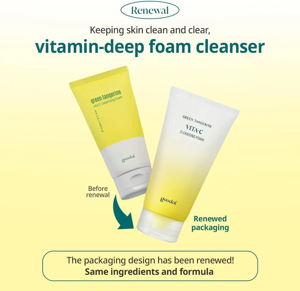 two bottles of Goodal Green Tangerine Vita C Cleansing Foam 150 mL