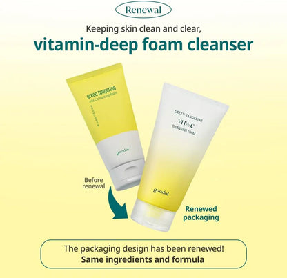two bottles of Goodal Green Tangerine Vita C Cleansing Foam 150 mL