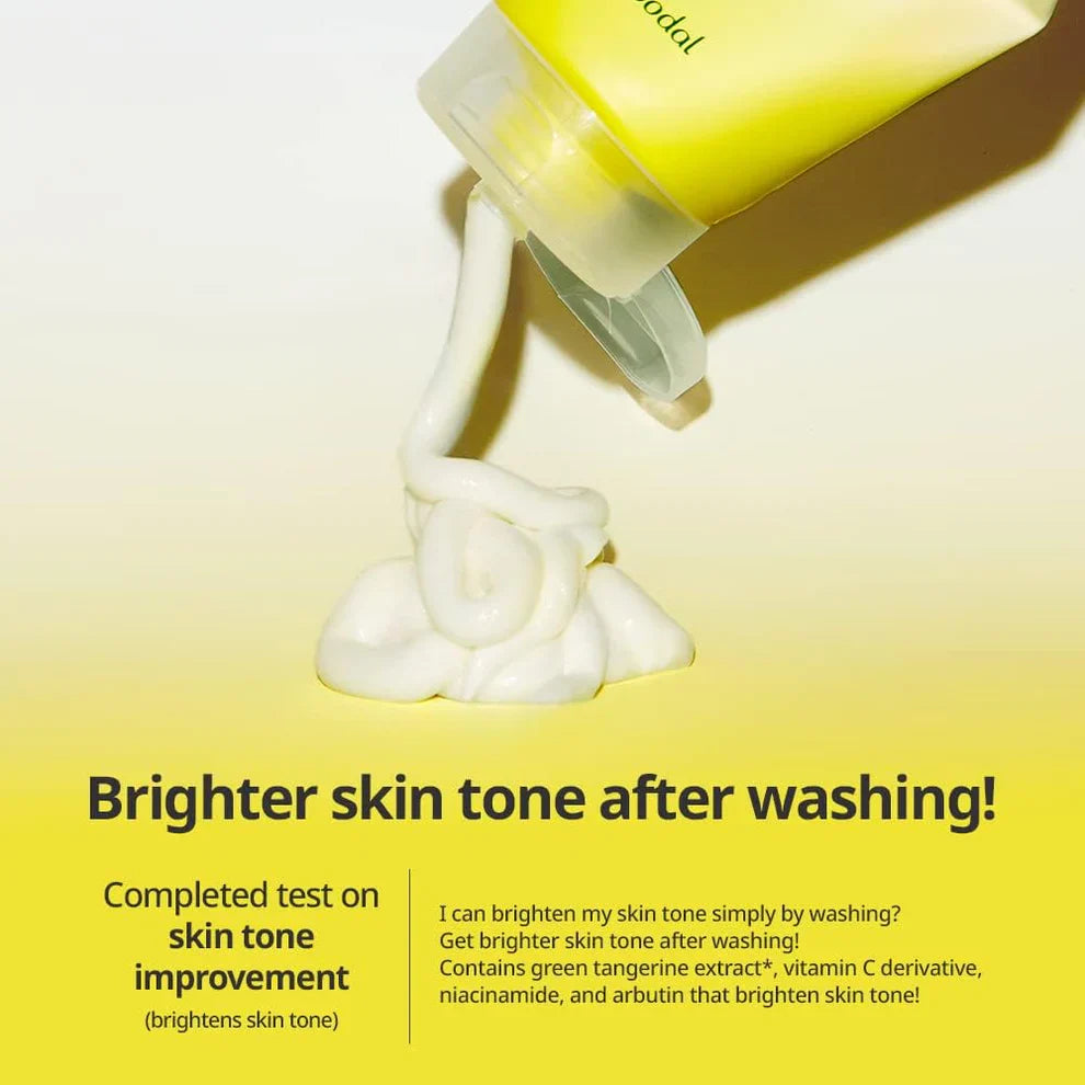 Goodal Green Tangerine Vita C Cleansing Foam product being dispensed out 