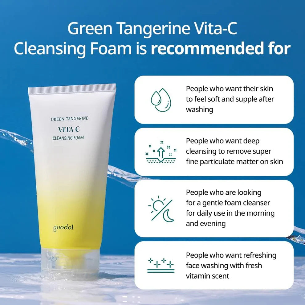 Goodal Green Tangerine Vita C Cleansing Foam 150 mL tube bottle