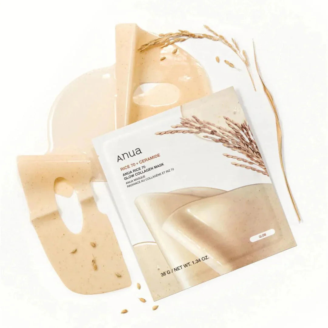 Anua Rice 70+ Ceramide Glow Collagen Mask (38g x 4 Packs) Anua