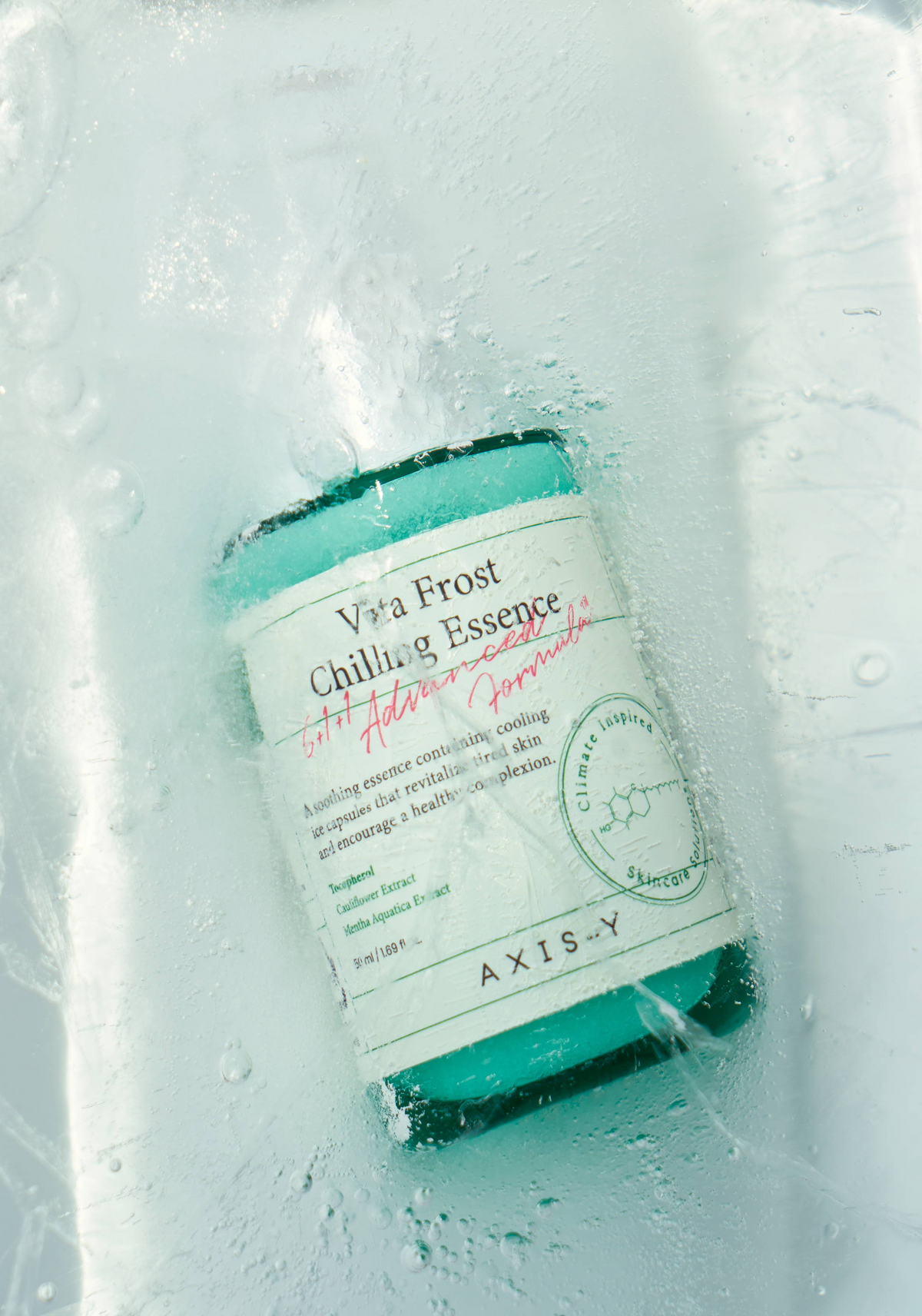 Axis-Y Vita Frost Chilling Essence covered in water