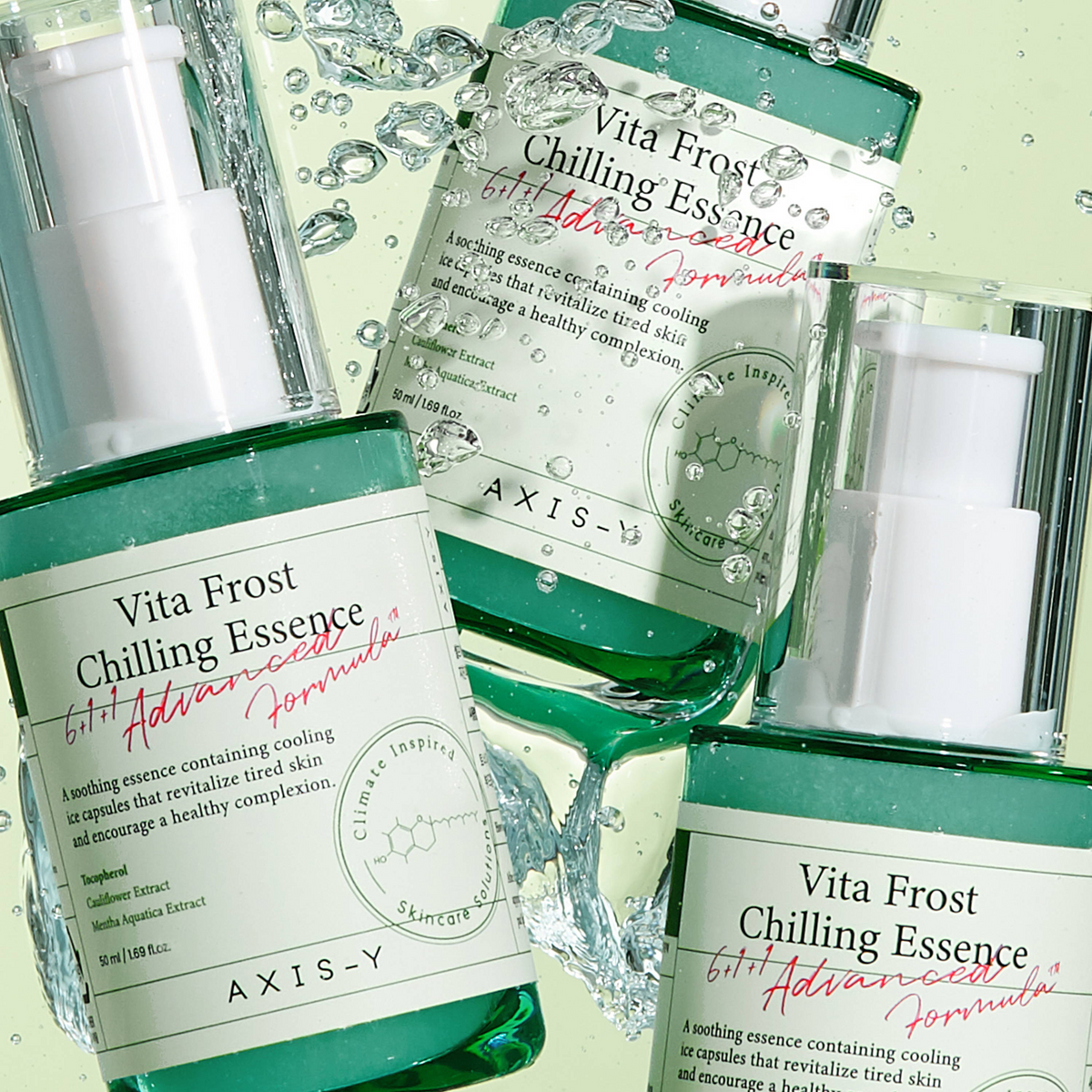 multiple bottles of Axis-Y Vita Frost Chilling Essence