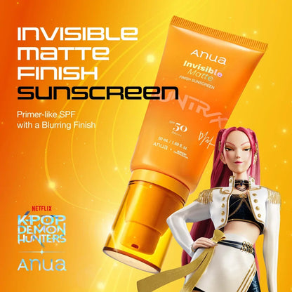 Anua Invisible Matte Finish Sunscreen SPF50 50ml KPop Demon Hunters Mira no white cast matte sunscreen UAE