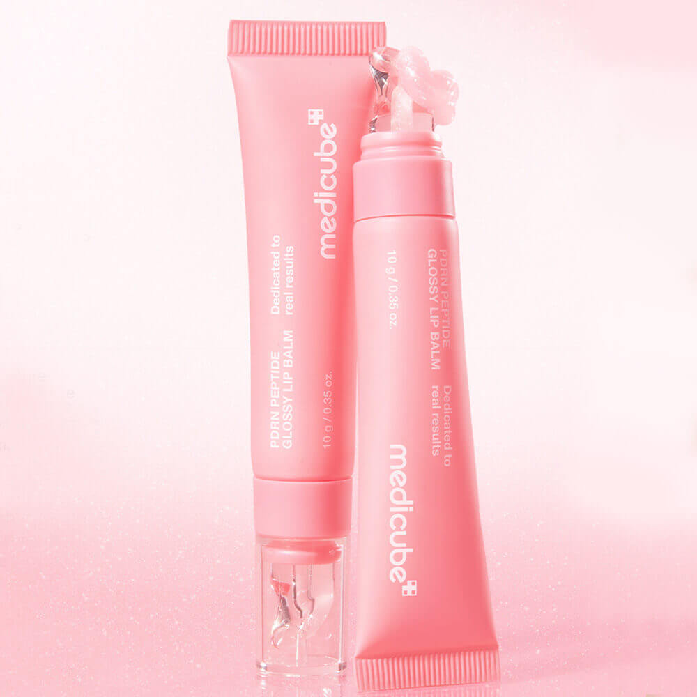 two tubes of Medicube PDRN Peptide Glossy Lip Balm 