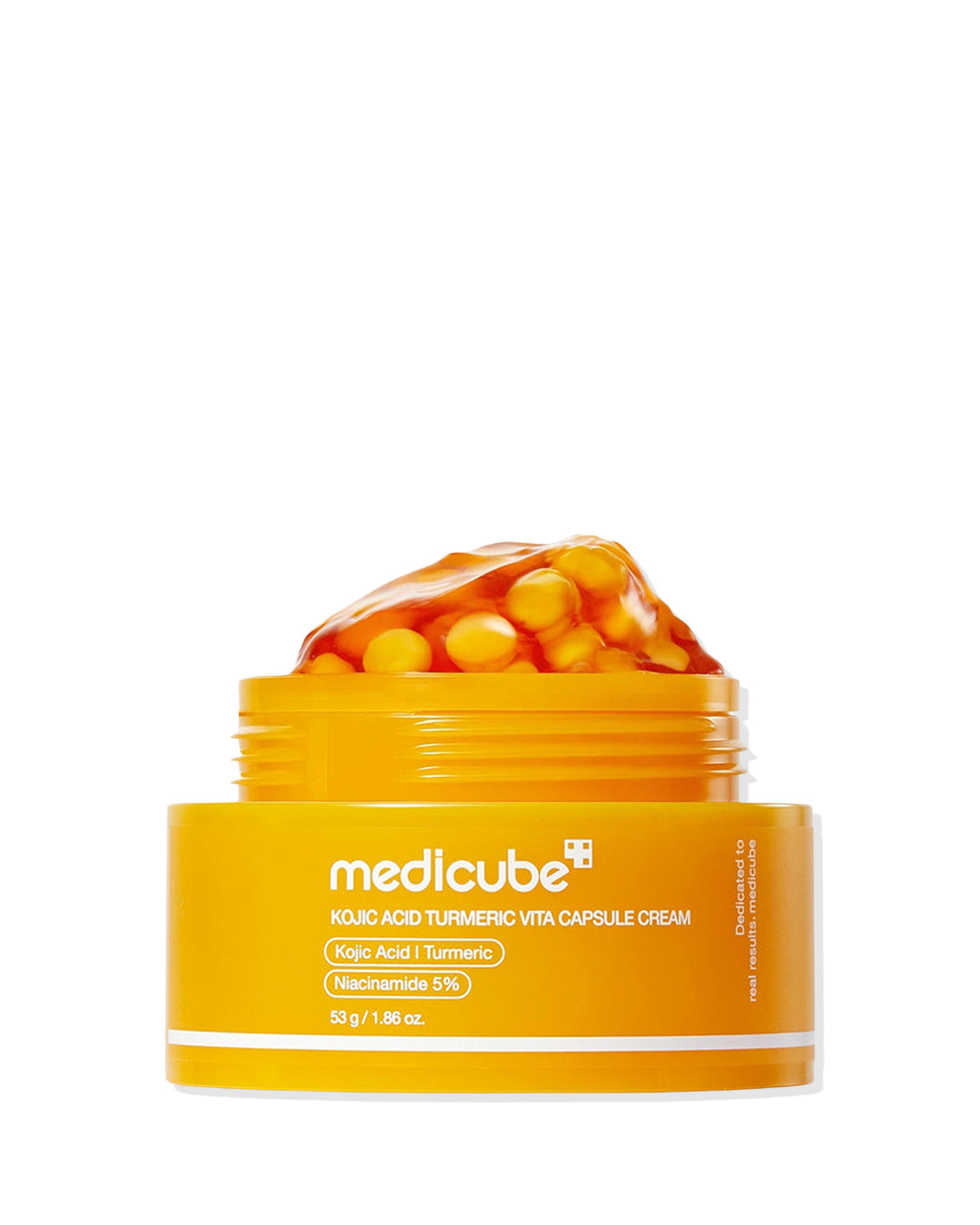 the organce color capsule Is medicube kojic acid turmeric vita capsule cream with niacinamide 5% incuded in the orange cream.