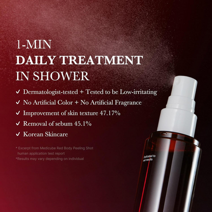 a spray bottle of medicube Red Acne Body Peeling Shot