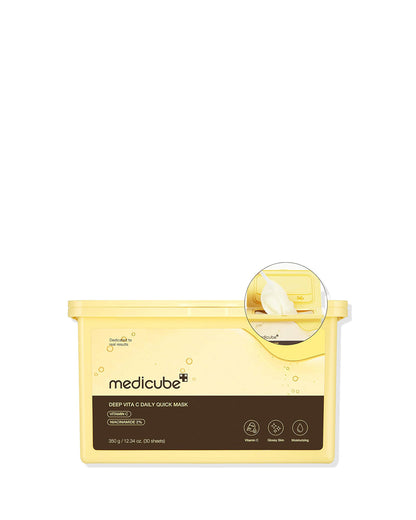 Medicube Deep Vita C Daily Quick Mask – Brightening Vitamin C Sheet Mask (30 Sheets)