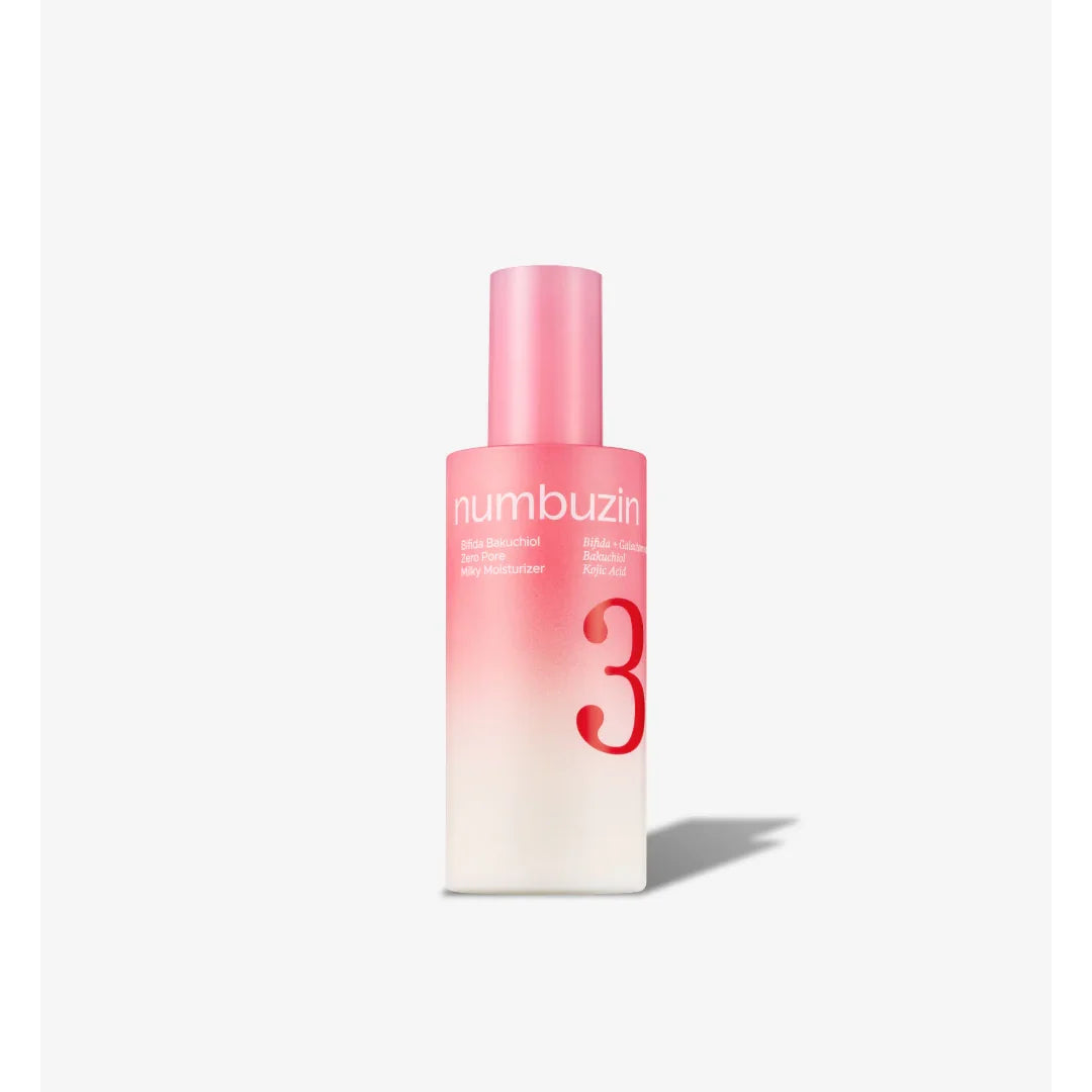 Numbuzin No.3 Bifida Bakuchiol Zero Pore Milky Moisturizer 150ml with Bifida, Galactomyces, Bakuchiol and Kojic Acid for pore care, hydration and smoother-looking skin in UAE.