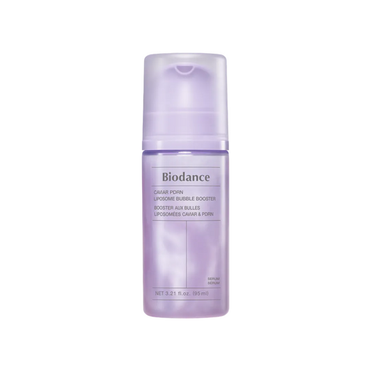 Biodance Caviar PDRN Liposome Bubble Booster 95ml Korean skin-prep booster with 67% Caviar Water, 1,000 ppm Salmon PDRN, Niacinamide and Ceramide for hydration, plumping and radiant glass skin in UAE.