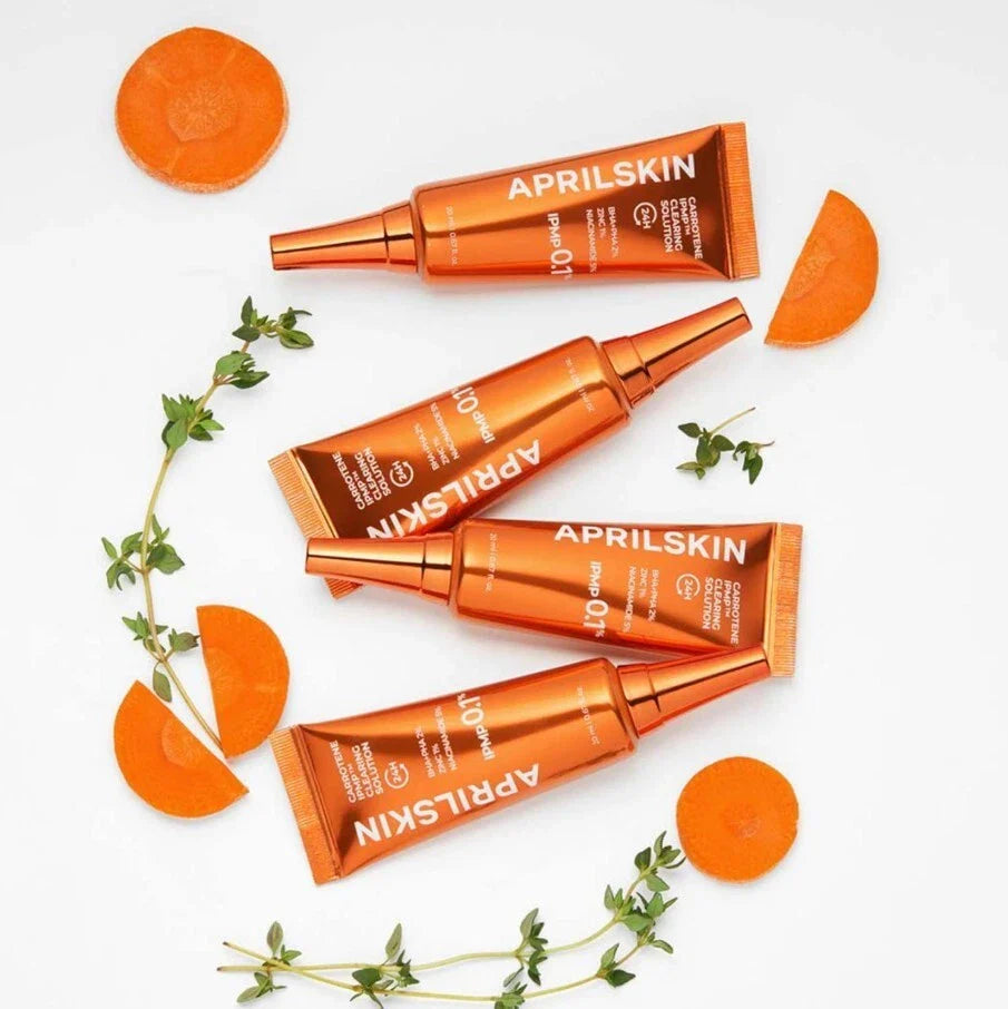 multiple tubes of APRILSKIN Carrotene IPMP Clearing Solution