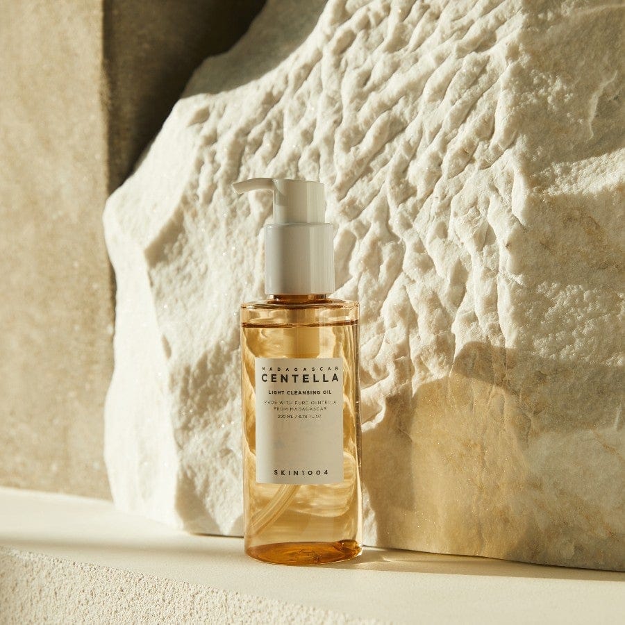 SKIN1004 Madagascar Centella Light Cleansing Oil, 200 mL Bottle With Rock in background