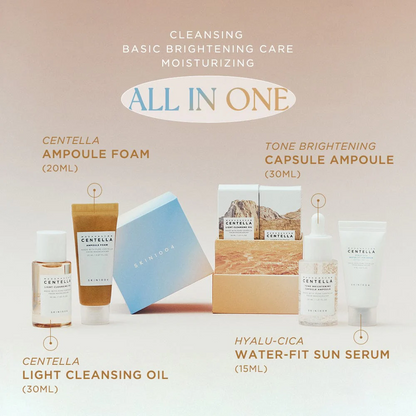SKIN1004 ampoule foam, cleansing oil, capsule ampoule and water-fit sun serum