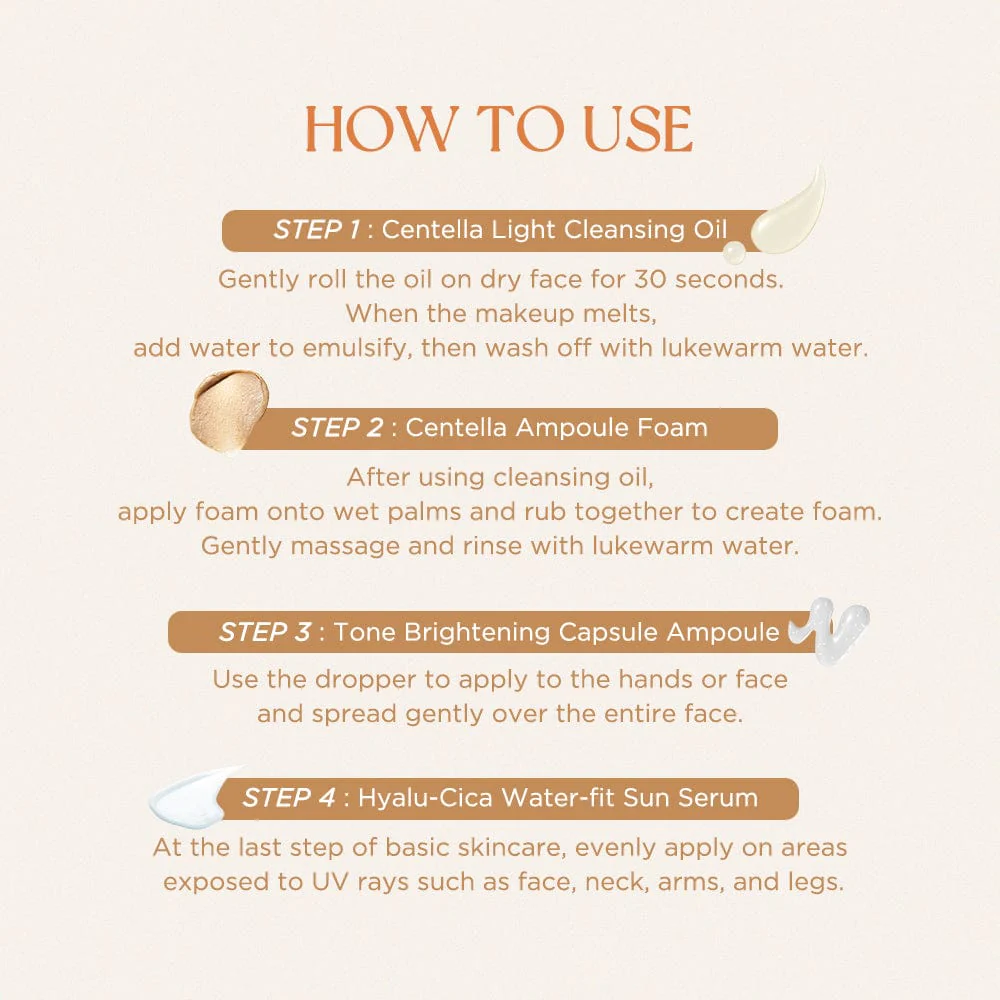 step-by-step directions to use SKIN1004 Daily Essential Kit